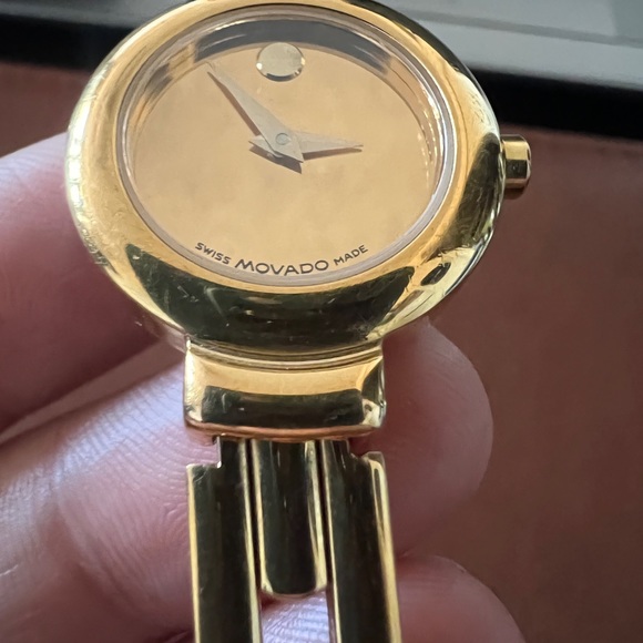 MOVADO Museum Quartz SS Gold Dial Bangle Women's Watch 88.A1.809A.G